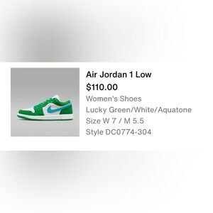 Air Jordan 1 Low - Green and White